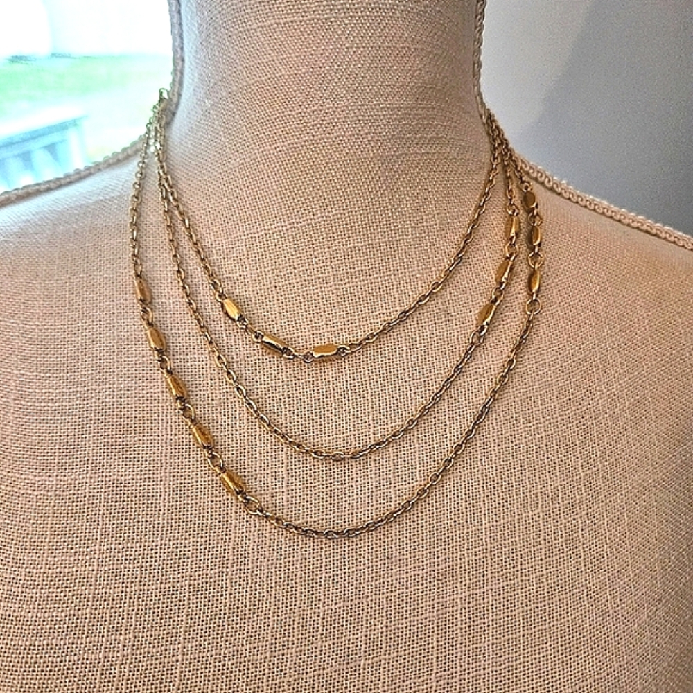 Vintage Crown Trifari Long Gold Necklace